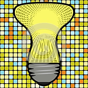 Glowing lamp and mosaic