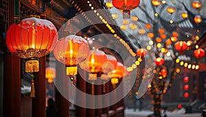 Glowing lanterns illuminate winter celebrations, cultures, and traditions photo