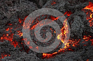 Glowing lava flow, Volcano Pacaya photo