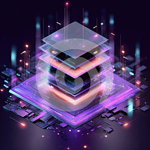 Abstract Digital Layers of Technology and Data