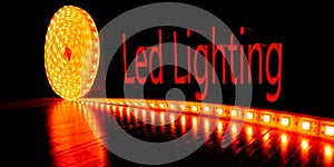 glowing LED strip of warm light for mounting decorative lighting for homes 3d illustration