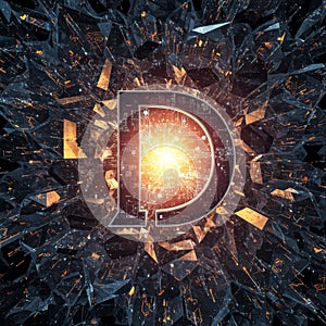 Glowing Letter D in Crystal Explosion