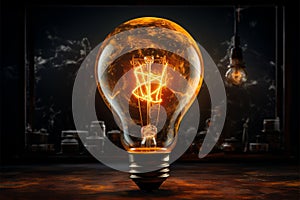 A glowing light bulb on a blackboard canvas, ready for ideas