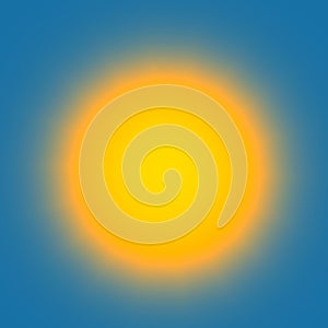 Glowing Light Bulb On Blue Background - Abstract Colorful Shining Circle - Bright Sky With Hazy Yellow Sun - Lamp Isolated Over