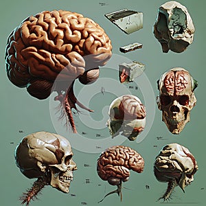 An Illuminated brain inside a light bulb symbolizing innovation and ideas, illustration -