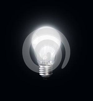 Glowing light bulb in dark.creativity inspiration concept