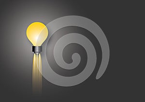 Glowing of light bulb on darkness background, Concept innovation thinking creative, Success inspiration.