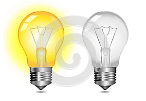 Glowing light bulb icon - on / off