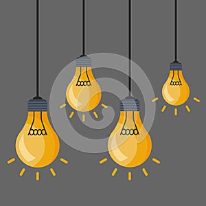 Glowing light bulb icons