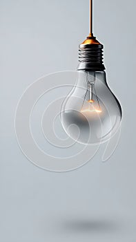 Glowing Light Bulb on a Minimalist Background