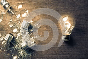 Success and Fail Light Bulbs