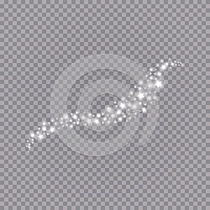 Glowing light effect with many glitter particles isolated on transparent background. Vector starry cloud with dust