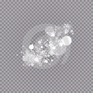 Glowing light effect with many glitter particles isolated on transparent background. Vector starry cloud with dust