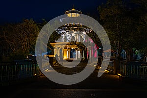 Glowing light up Beautiful built structure at night Khao Rang Hill old phuket town phuket thailand