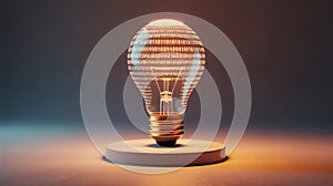 Glowing lightbulb with binary code representing digital innovation