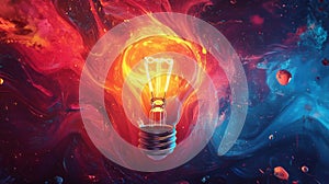 Glowing Lightbulb in a Cosmic Nebula