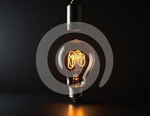 A glowing lightbulb on a dark surface, emitting a warm and inviting light.