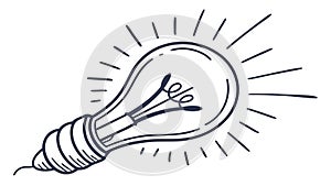 Glowing Lightbulb Idea Concept Vector, Innovation Bright Solutions, vector design Generative AI