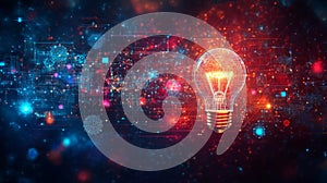 Glowing Lightbulb Network Data Digital Innovation