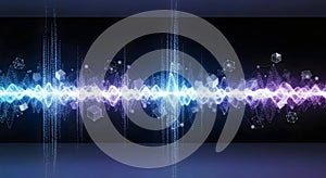 Dynamic abstract technology design with glowing lines and binary code for modern tech concepts and futuristic themes