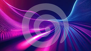 Digital data stream flowing through abstract futuristic network