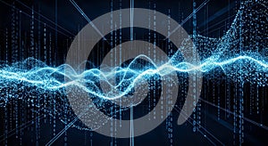 Dynamic data stream visualization with glowing binary code for cutting edge technology concepts
