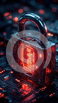 Glowing lock embedded in a digital circuit