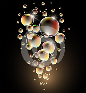 Glowing magic bubbles on dark background