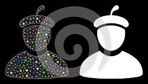 Bright Mesh Wire Frame Artist Icon with Light Spots