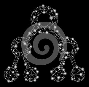 Glowing Mesh 2D Binary Tree with Flash Spots