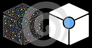 Flare Mesh 2D Cube Vertex Icon with Flare Spots