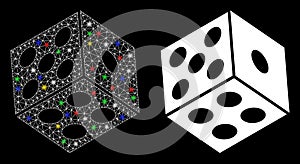 Flare Mesh Network Dice Icon with Flare Spots