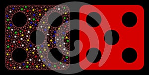 Flare Mesh Network Dice Icon with Flare Spots
