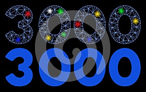 Flare Mesh Network 3000 Digits Text Icon with Flare Spots