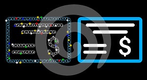 Bright Mesh 2D Dollar Cheque Icon with Flash Spots