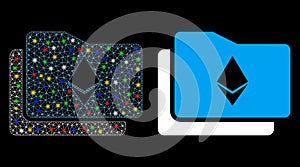 Flare Mesh Carcass Ethereum Wallet Icon with Flare Spots