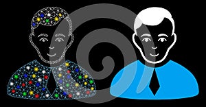 Flare Mesh Wire Frame Lawyer Icon with Flare Spots