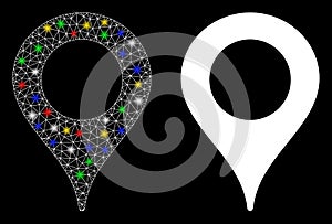 Flare Mesh Wire Frame Map Marker Icon with Flare Spots