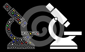 Flare Mesh Wire Frame Microscope Icon with Flare Spots