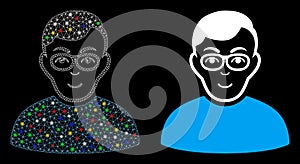 Bright Mesh Carcass Nerd Man Icon with Light Spots