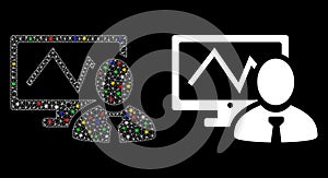 Bright Mesh Wire Frame Online Trader Icon with Flare Spots