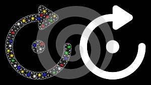 Glowing Mesh Wire Frame Rotation Icon with Flare Spots