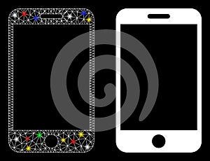 Flare Mesh Wire Frame Smartphone Icon with Flare Spots