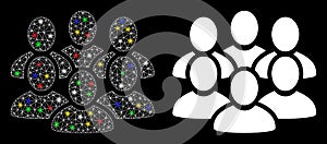 Flare Mesh Wire Frame User Crowd Icon with Flare Spots