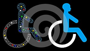Flare Mesh Network Wheelchair Icon with Flare Spots photo
