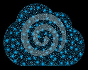 Glowing Mesh Wire Frame Cloud with Flash Spots