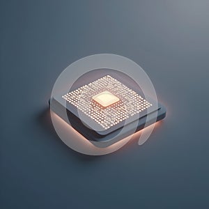 Glowing Microchip Processing Data in Technology Innovation
