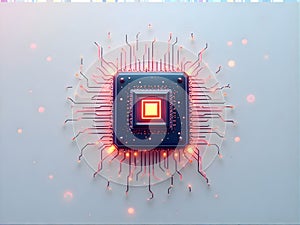 Glowing Microchip Processor with Digital Circuitry