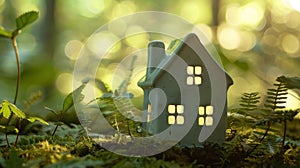 The glowing miniature house. AI generated