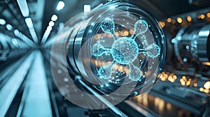 Futuristic Tech Molecular Network in Industrial Pipeline AI generated.